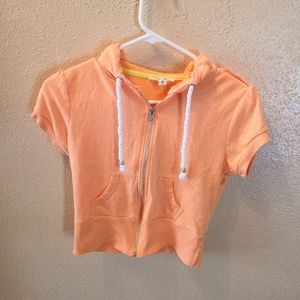 🌺5/$25 Orange Cropped Hoodie Zipper Top